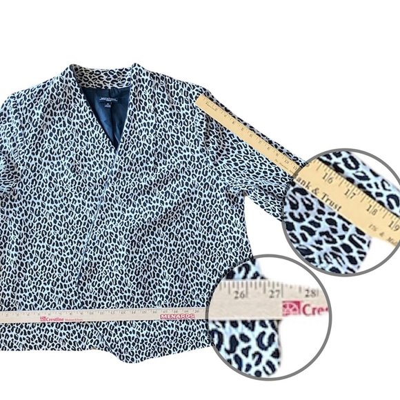 Notations Tan Black Leopard Print Open Front Waterfall Jacket Sz 2X Lined Padded - Picture 16 of 16